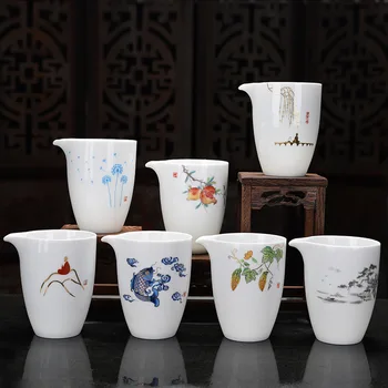 Visoko-kakovostnega belega porcelana Pošteno Pokal čajnik Ročno Poslikane Čaj, Kavo Kung Fu Tea cup Gongdao Vrč Teaware 280ml